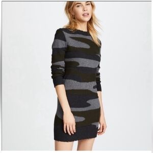 Pam & Gela Revolve Knit Sweater Camo Army Dress Sz Medium Long Sleeve